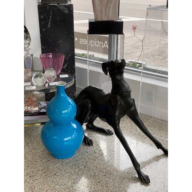 Double Gourd Vase 2ft High Turquoise For Sale - Image 12 of 13