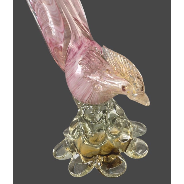 Mid 20th Century Vintage Mid- Century Murano Art Glass Bird Pheasant Figurine Original Label For Sale - Image 5 of 9