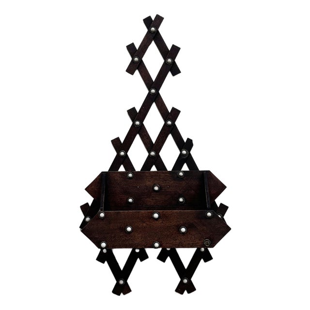 Antique Wall-Mount Wood Tramp Art Letter Holder For Sale