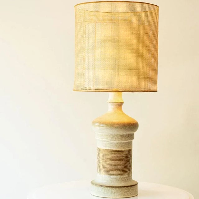 Multicolor Ceramic Table Lamp in Silk Lampshades attributed to R. Houben, 1970 For Sale - Image 11 of 17
