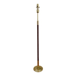 Metalarte Spain Rattan Wrapped Crespi Style Brass Floor Lamp For Sale