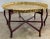 Moroccan Vintage Scalloped Brass Tray Table With Collapsible Wood Base For Sale - Image 3 of 12