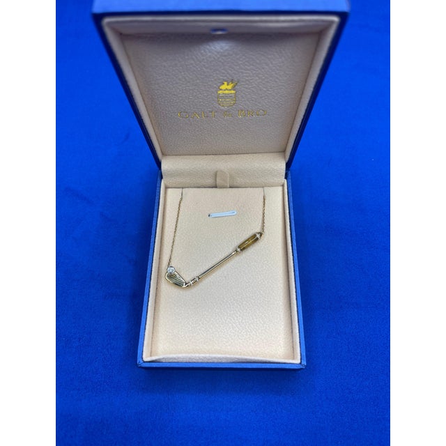 Diamond Golden Tiger's Eye Golf Club Birdie Charm Yellow Gold Necklace Pendant For Sale In Washington DC - Image 6 of 18