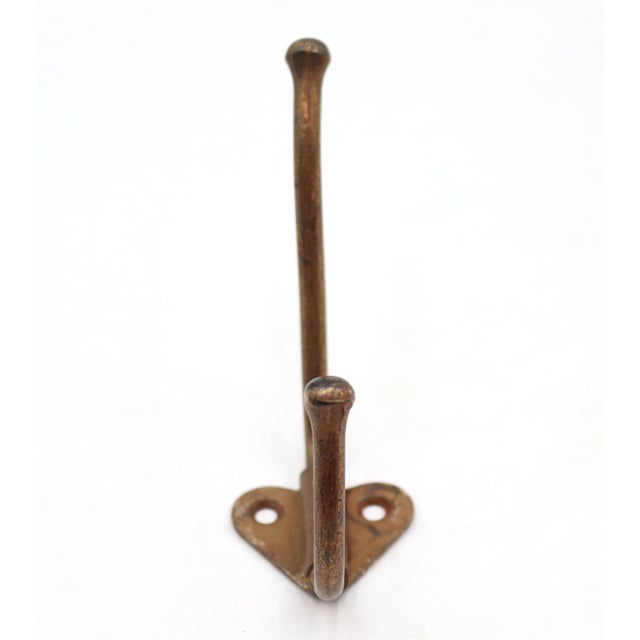 Traditional Vintage Double Arm Brass Plated Steel Wall Hook For Sale - Image 3 of 4