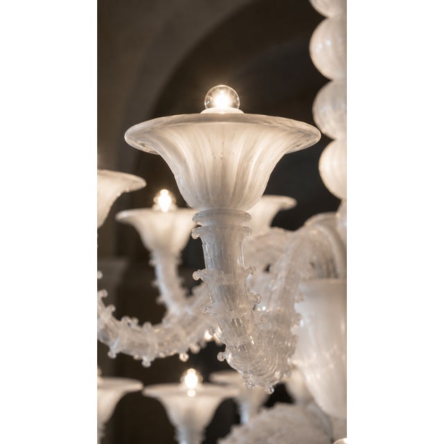 Venetian white "Ca' Rezzonico" Murano glass chandelier All made in Murano glass.All made in Italy, very elegant, a piece...