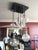 An eight pendant RAAK chandelier. Very nice scale for residential or office. The lamp hanging length can be modified...