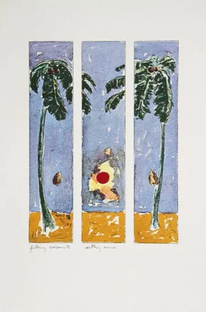 Beckley Lithograph -Falling Coconut, Setting Sun,