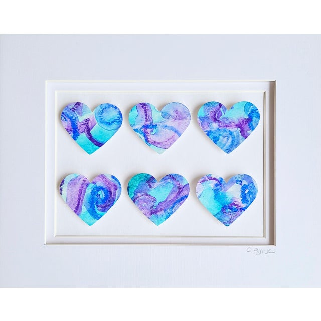 New abstract watercolor 3D collage artwork collection! These hearts are cut from my original abstract & mixed media...