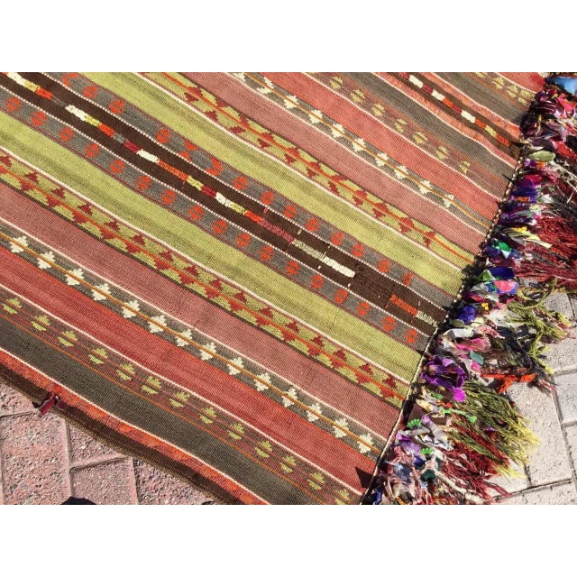 Vintage Striped Turkish Kilim Rug - 75.5" X 77" For Sale - Image 4 of 11