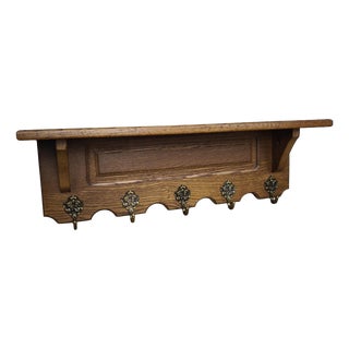 French Vintage Coat Rack in Oak For Sale
