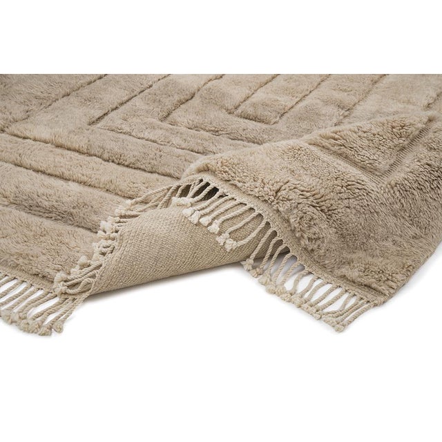 Concentric Frame Geometric Hand-Knotted Moroccan Wool Rug | 11'7" X 8'6" | One of a Kind For Sale - Image 6 of 8