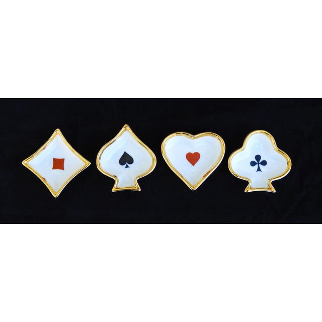 1950s French Porcelain Playing Card Themed Ashtrays, Limoges, 1960s, Set of 4 For Sale - Image 5 of 12