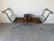 1970s Vintage Rustic Wrought Iron & Leather Scroll Bench For Sale - Image 5 of 12