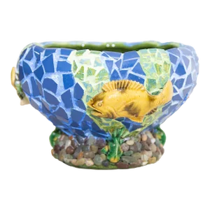 Jeannie Houston Antes Mosaic Mix Media Aquarius Planter