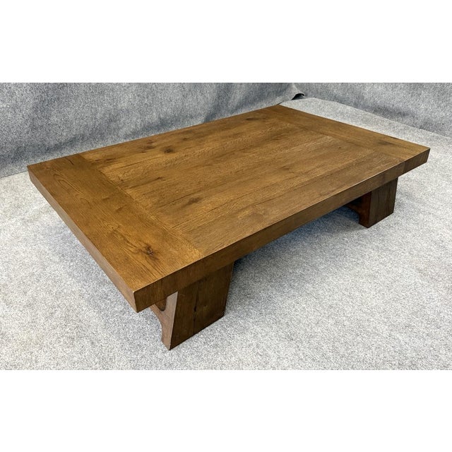 Wood Restoration Hardware Davos Oak Rectangular Coffee Table For Sale - Image 7 of 12