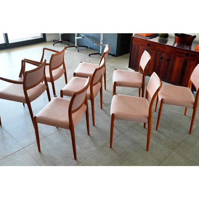 Wood 1960s Niels Otto Møller Model #65 & #80 Teak Dining Chairs Set of 8 MCM For Sale - Image 7 of 13