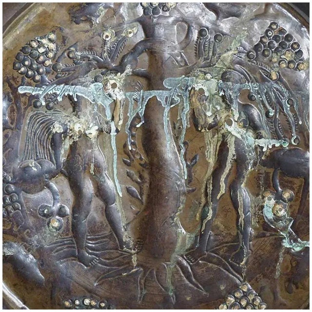 Baroque Large Northern European Baroque Adam and Eve Brass Repousse Alms Plate For Sale - Image 3 of 13