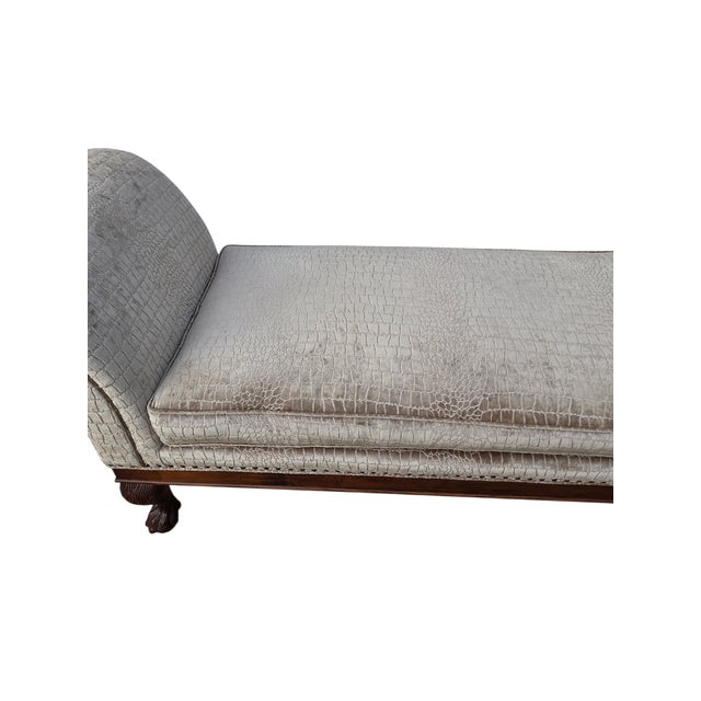 1990s Vintage Oversized Window Bench Settee Alligator Print Paw Feet Attributed to Ralph Lauren For Sale - Image 5 of 18