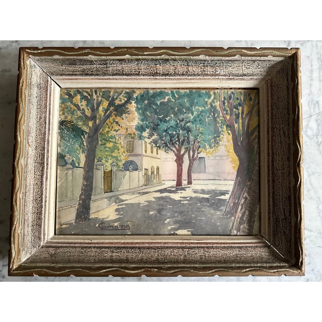 Campana, a Street in Nice, 1920s, Watercolor & Glass & Wood & Paper, Framed For Sale - Image 15 of 15