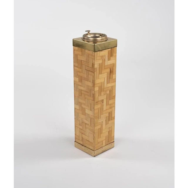 Mid-Century Floor Ashtray in Bamboo and Brass, Italy, 1970s For Sale - Image 4 of 13