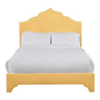 Clementine Full/Double Bedframe, Mustard Linen For Sale