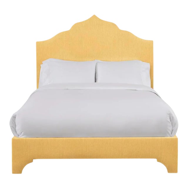 Clementine Full/Double Bedframe, Mustard Linen For Sale