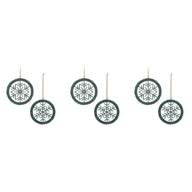 2020s Snowflake Ornament Set of 6  4.5"H Iron & Acrylic For Sale - Image 5 of 5