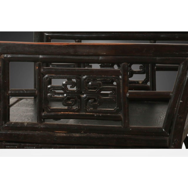 Vintage Chinese Chinoiserie Fretwork Sofa and Armchair Settee 2 Pieces For Sale - Image 12 of 14