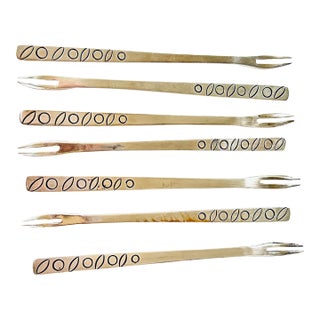 Taxco Mexican Sterling Olive Forks, Set of 7 For Sale