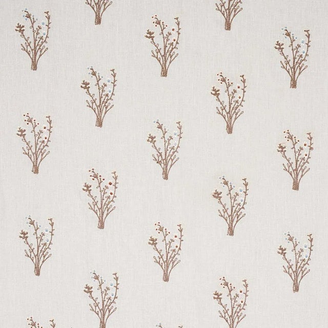 Schumacher Stora Embroidery Fabric in Ivory For Sale
