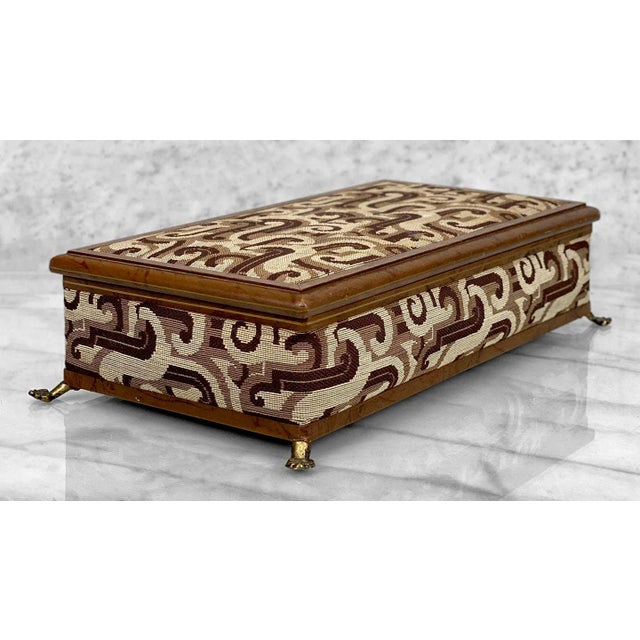 Mid 20th Century Mid-Century Walnut Spiraled Motif Claw Foot Jewelry Dresser Storage Box For Sale - Image 5 of 11