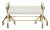 Mid Century Modern 3 Legged Bench With Two Metals and Off White Upholstery, Restored, 1950's For Sale