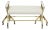 Mid Century Modern 3 Legged Bench With Two Metals and Off White Upholstery, Restored For Sale