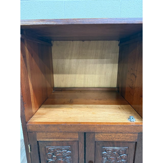 Vintage Hand Carved Solid Wood Mexican Colonial Server Credenza For Sale - Image 12 of 18