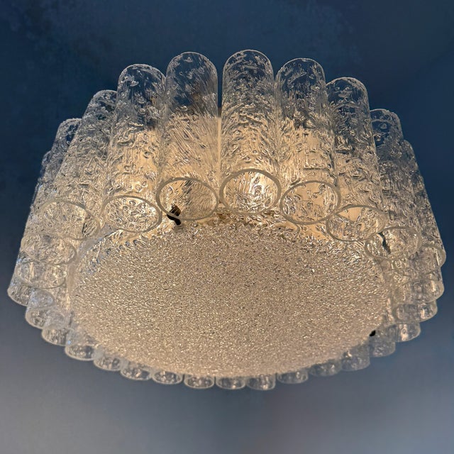 Mid-Century Modern Vintage German Ice Glass Ceiling Lamp from Doria Leuchten, Germany, 1970s For Sale - Image 3 of 18