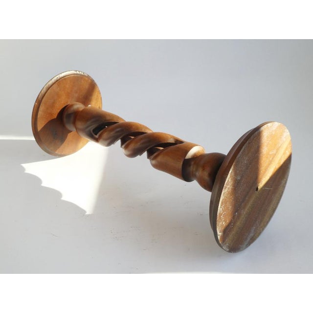 Brown Carved Braley Twist Wooden Pedestal, 1960s For Sale - Image 8 of 9