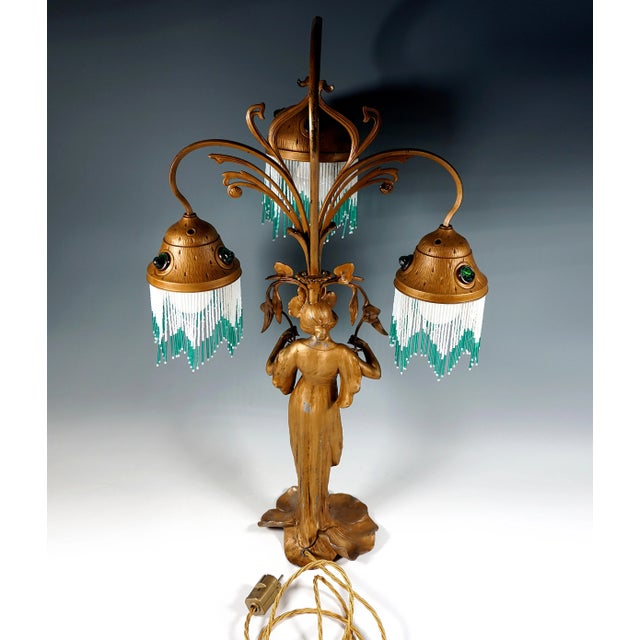 Art Nouveau Three-Lights Table Lamp, 1890s For Sale - Image 4 of 6