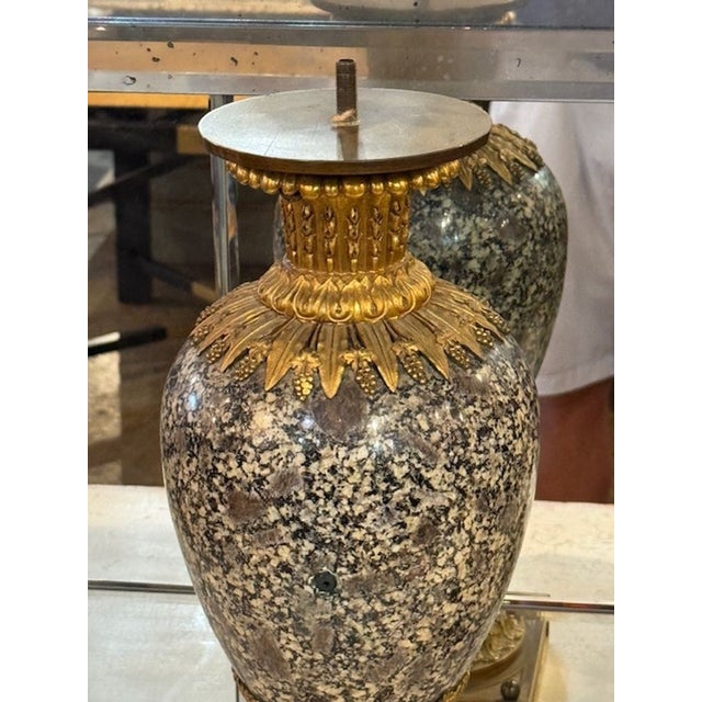 Traditional Pair of 19th C. French Marble and Bronze Urns For Sale - Image 3 of 7