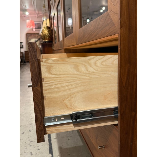 Room & Board Hudson Walnut Glass Door Storage Cabinet For Sale - Image 9 of 12