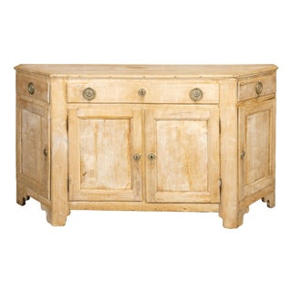 Italian Early 19th Century Bleached Credenza with Canted Sides Doors and Drawers For Sale