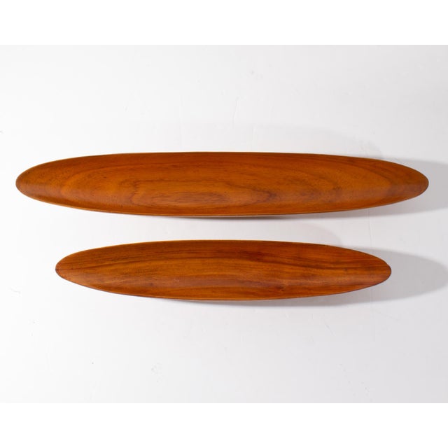 Mid-Century Modern Mid-Century Wooden Canoe-Shaped Bowls For Sale - Image 3 of 8