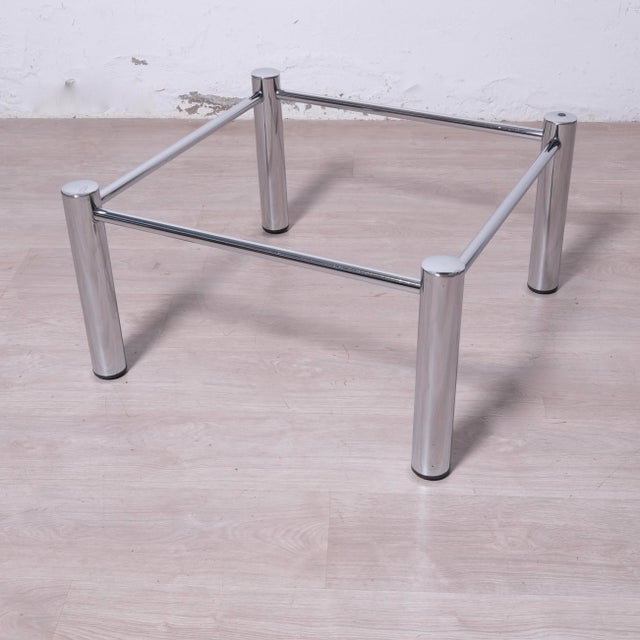 Chromed Metal and Smoked Glass Coffee Table, 1970s For Sale - Image 11 of 12