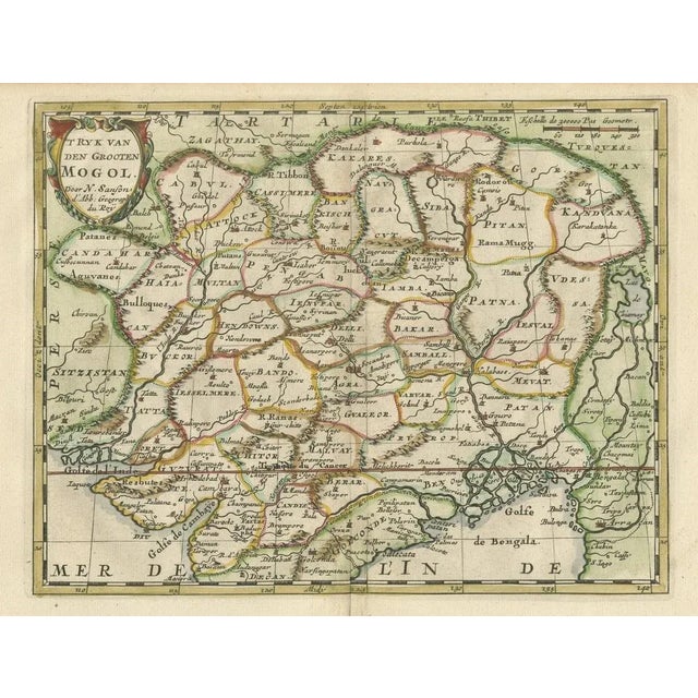 Paper Antique Map Cartographic of Mughal Dominion, 1705 For Sale - Image 7 of 8