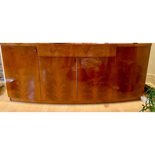 1990s Italian Burlwood Buffet, Radiated Front Design For Sale - Image 4 of 6