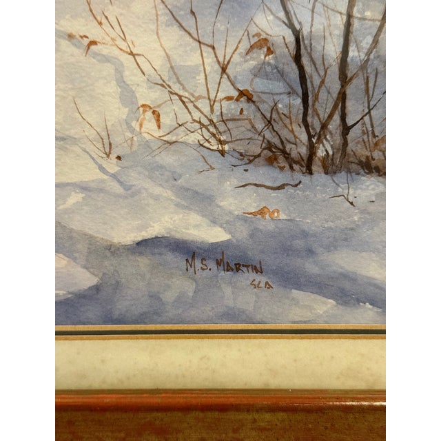 Late 20th Century Canadian Watercolor Painting “Winter Team Logging” by M.S. Martin Sca For Sale In Nashville - Image 6 of 10