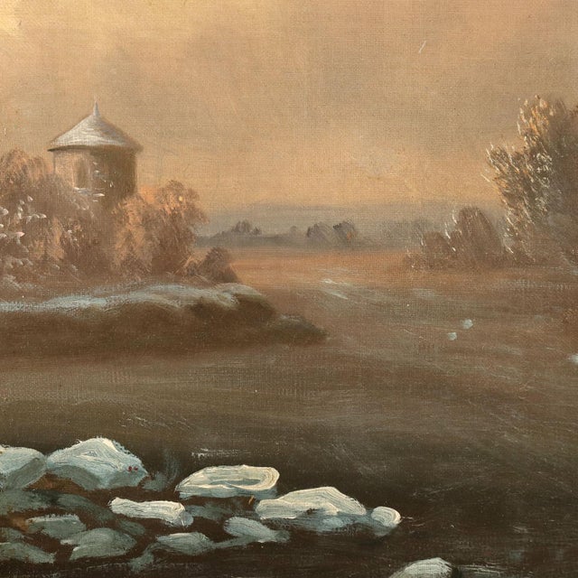 Winter Landscape, Oil on Canvas, 19th Century For Sale - Image 5 of 11