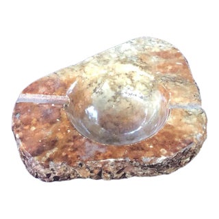 Vintage Natural Italian Carved Stone Alabaster Rustic Ashtray For Sale