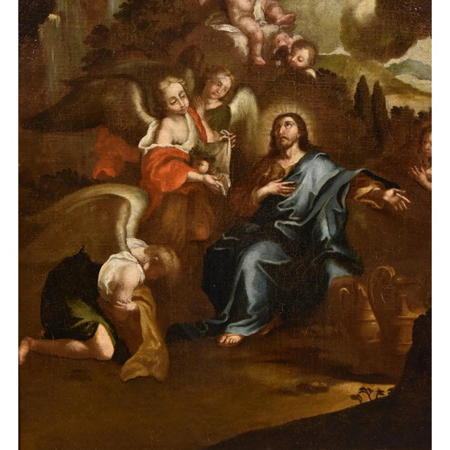 17th Century Circle of Pietro da Cortona / Berrettini, Christ in the Desert, 1650, Oil on Canvas For Sale - Image 5 of 15