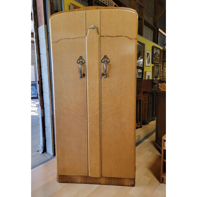 Wood Art Deco Style 2 Door Fitted Wardrobe / Armoire For Sale - Image 7 of 18