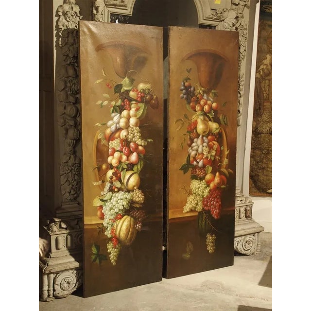 Tall Antique Italian Still Life Paintings, Circa 1900 - A Pair For Sale - Image 12 of 13